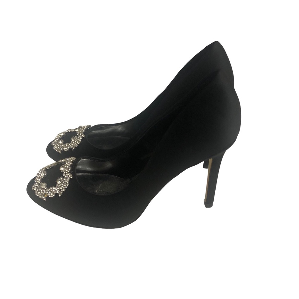 Audrey Brooke rhinestone black heel shoes. Sz 6M